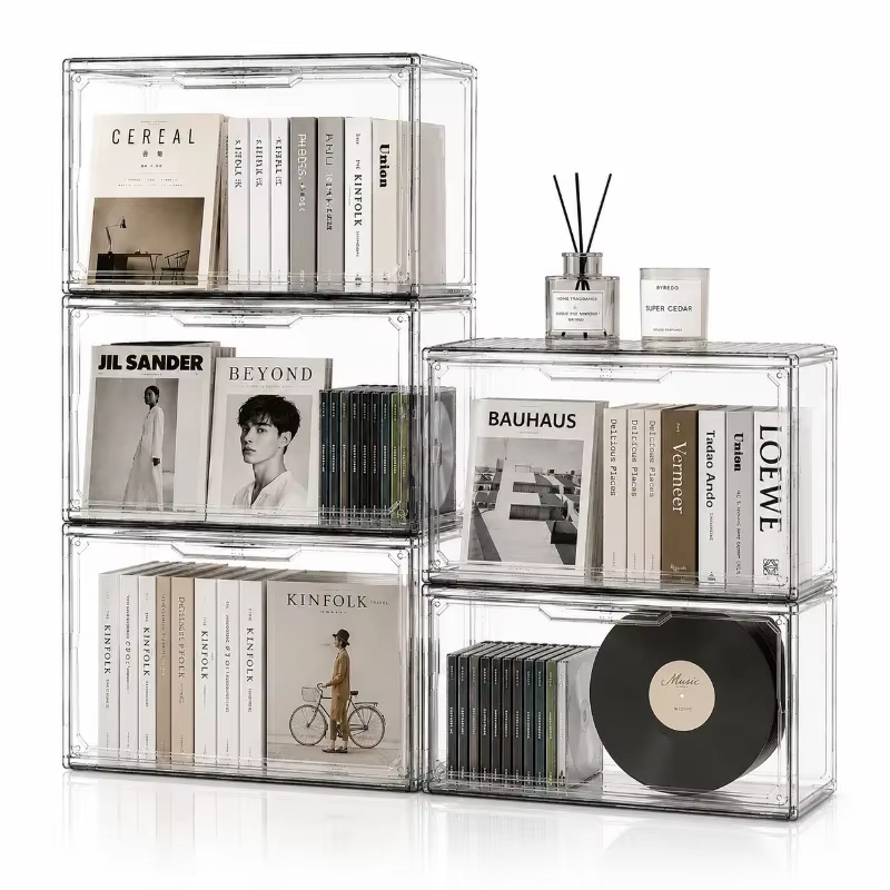 Transparent Storage Box Organizer Bookshelf Album CD Desktop Dustproof Display Cabinet