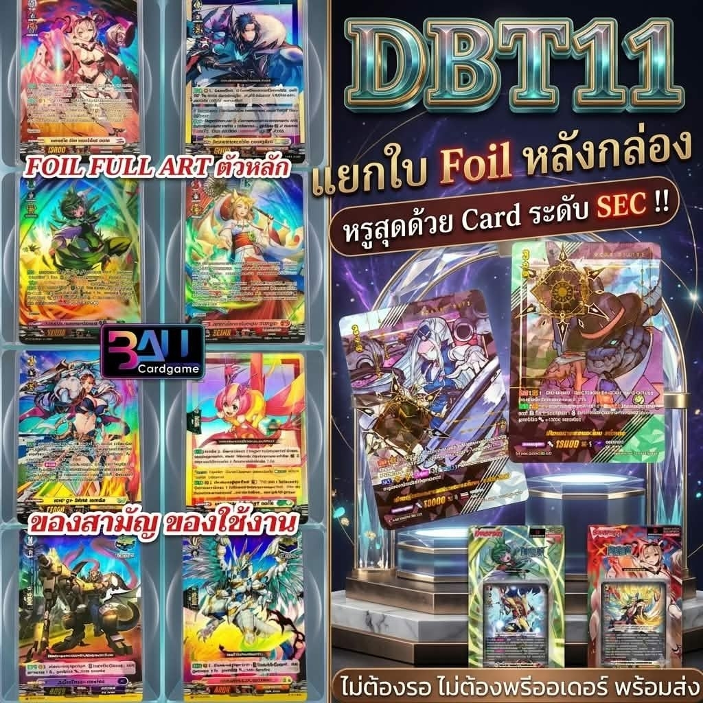 DBT11 แยกใบฟอลย์สุ่มหลังกล่อง SIR การ์ดReprint Foil Full Art  ทุกแบบ Vanguard Overdress Booster 11