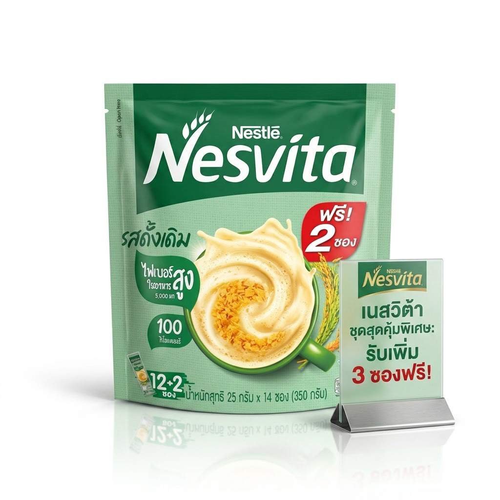[ลดราคา พร้อมส่ง] NESVITA เนสวิต้า เครื่องดื่มธัญญาหารสำเร็จรูป สูตรดั้งเดิม 25 กรัม X 12 ซอง