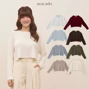 avocado - Jammy tops เสื้อแขนยาวคอปาดทรงครอป บางเบา ใส่สบาย มี 8 สี