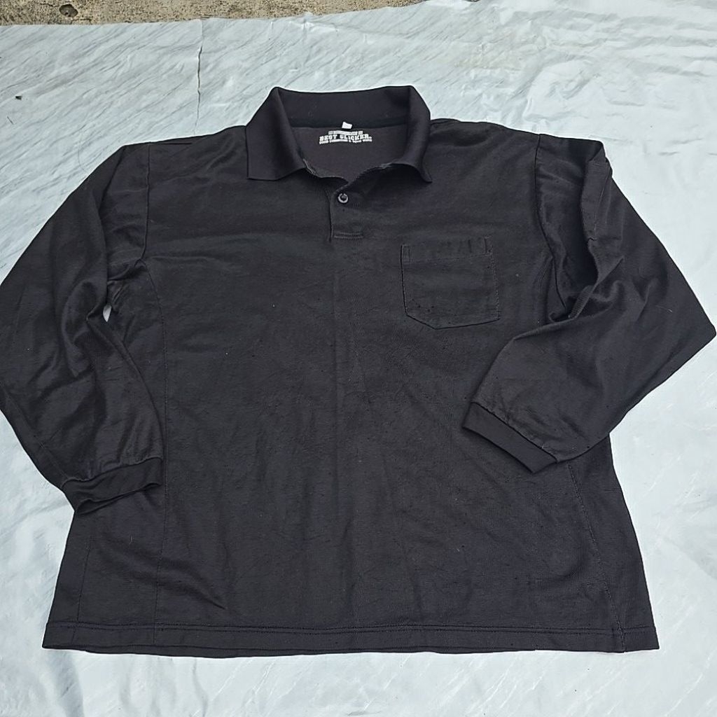 เสื้อคอปกโปโล แขนยาว ผ้าผสม สีดำ.  แบรนด์ทั่วไป661
