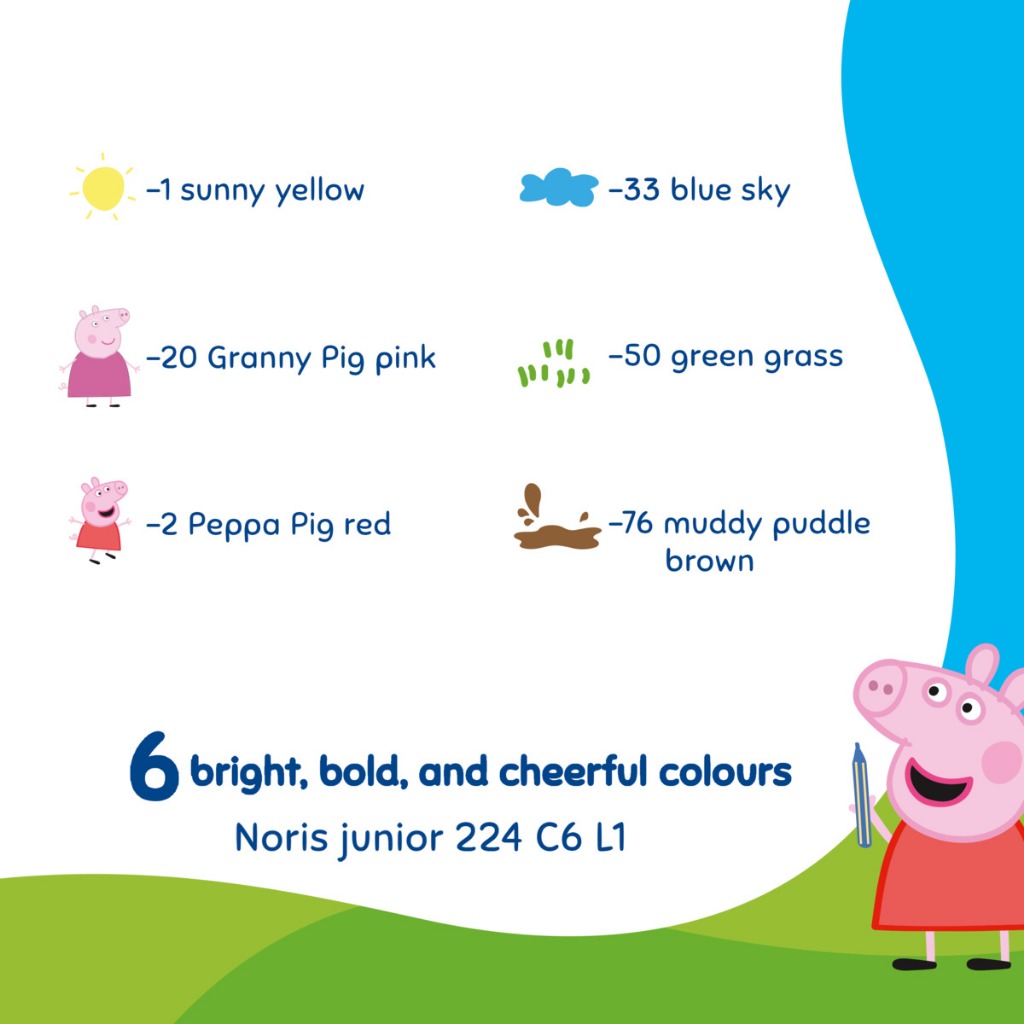 Noris Junior ألوان شمعية Peppa Pig ‏(6 ألوان) — صورة 5