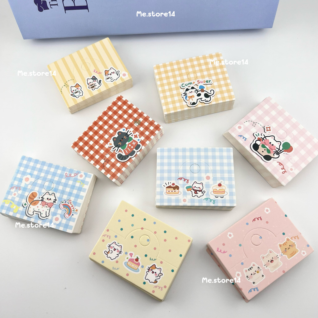 (พร้อมส่ง) กระดาษติดถุง หัวกระดาษ 50 แผ่น ขนาด 6*4 cm ลายน่ารัก