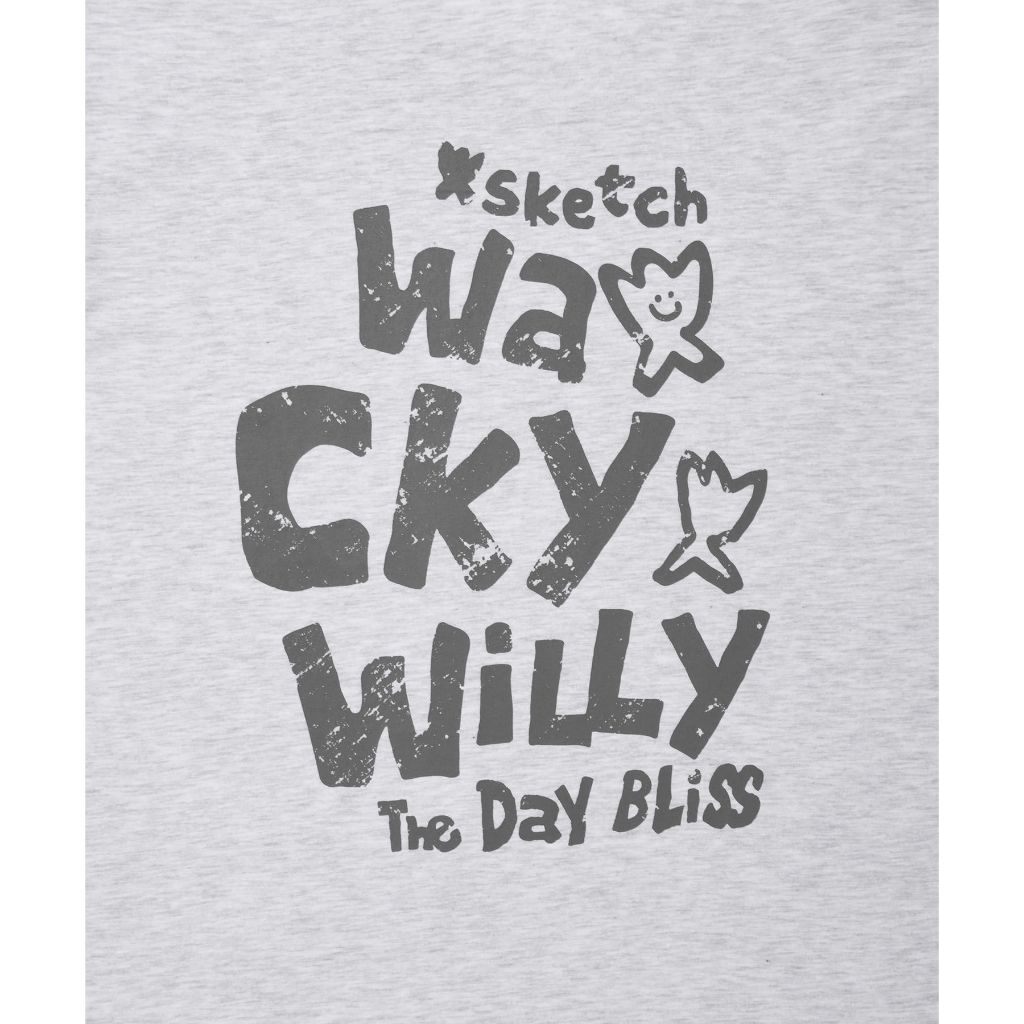 WACKY WILLY تيشيرت Slogan Typo للجنسين — رمادي — صورة 6