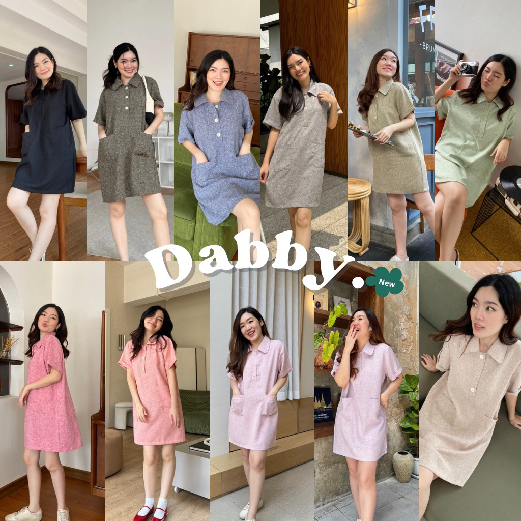 93FAVORS| "Dabby dress" เดรสคอปกแขนสั้น มีกระเป๋าหน้า เดรสแฟชั่นทำงาน