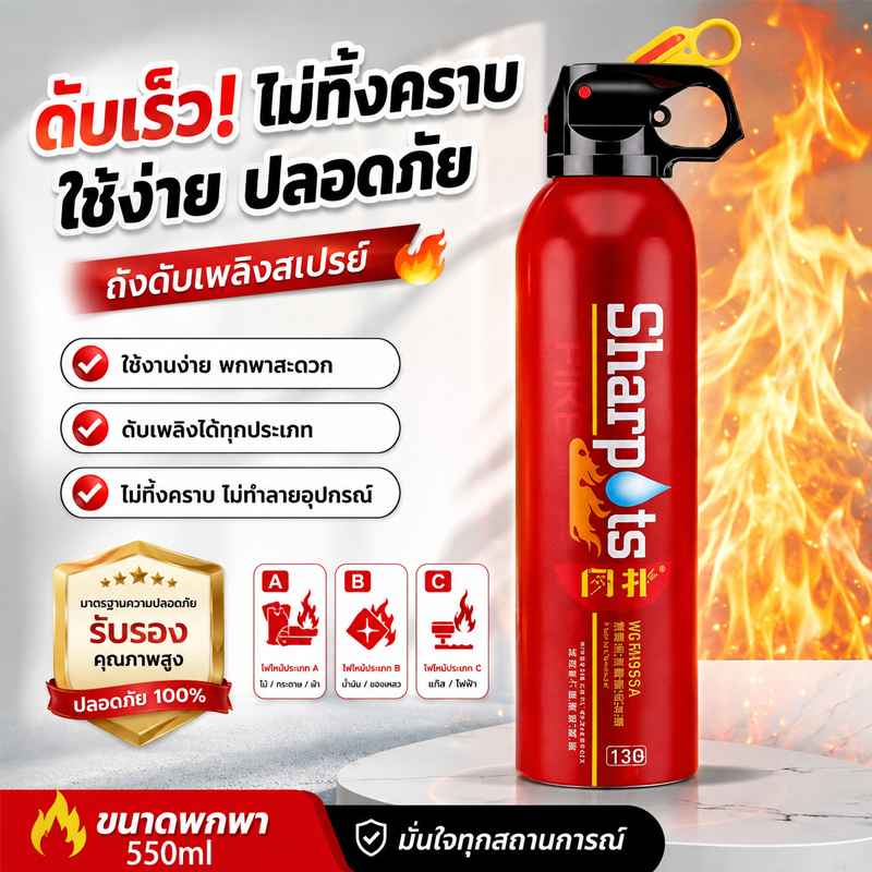 ถังดับเพลิงพกพา สูตรน้ำ 550ml รุ่นอัปเกรด ดับไฟรวดเร็ว ทนอุณหภูมิสูง เหมาะสำหรับรถยนต์และบ้าน