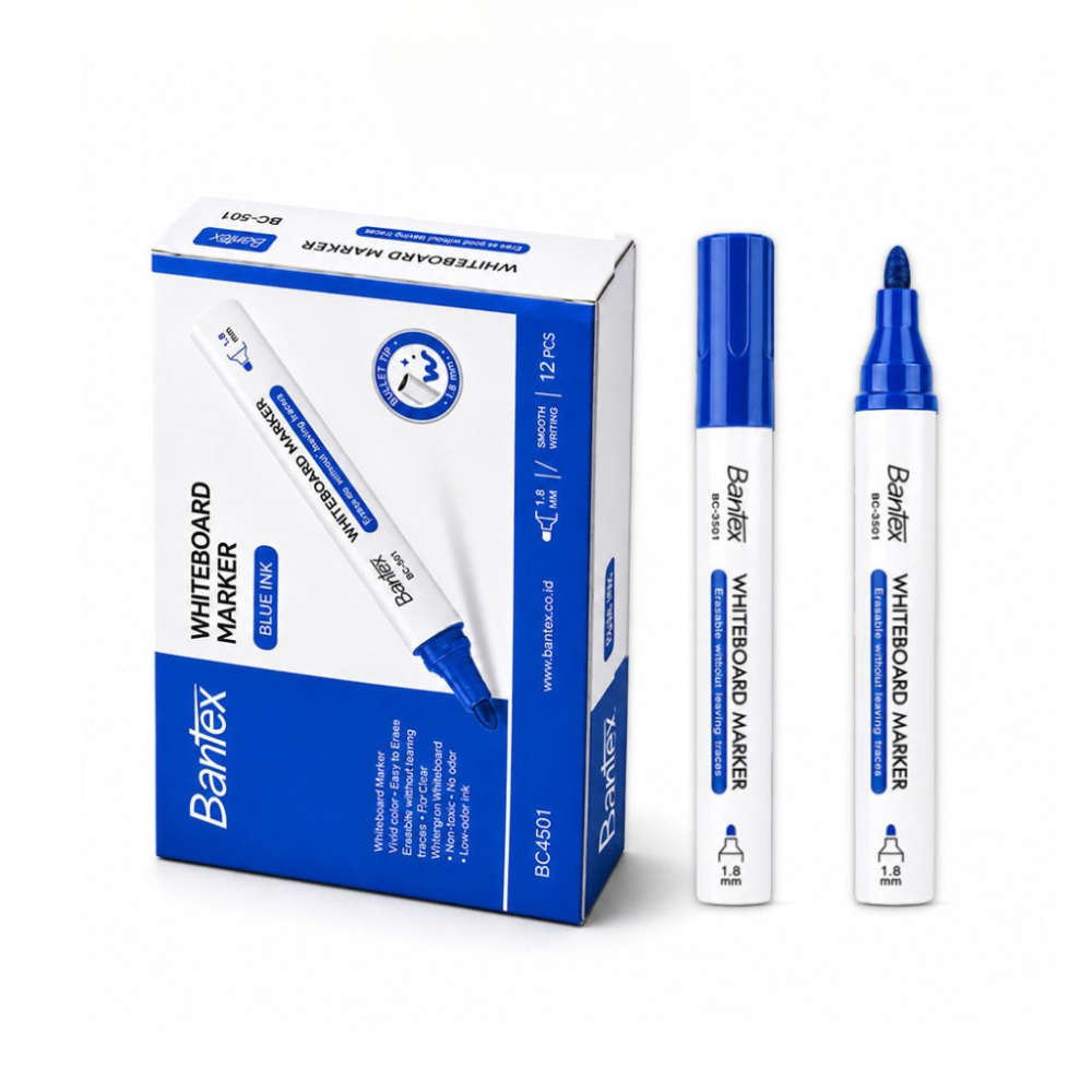 Bantex ปากกาไวท์บอร์ด ปากกามาร์กเกอร์ เขียนลื่น ลบได้ หัวกลม ขนาดเส้น 1.8มม Whiteboard Marker