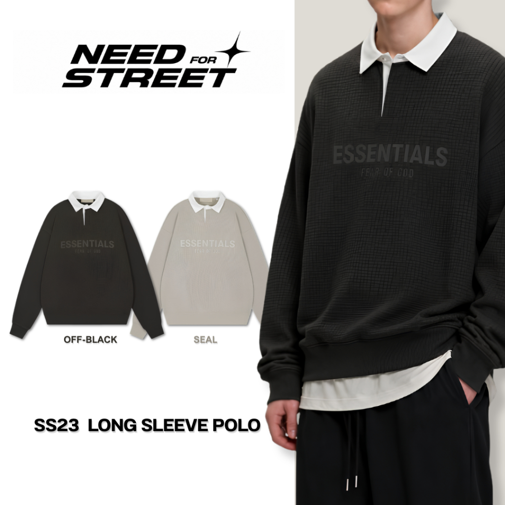 [Need4street] เสื้อ Ess waffle polo แขนยาว