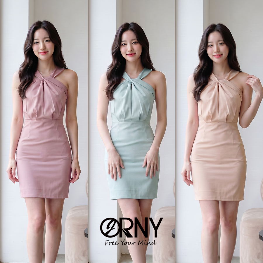 R65 Tingles Dress - เดรสสั้นทรงเสื้อไขว้อก ชุดไปงานแต่ง ชุดออกงาน