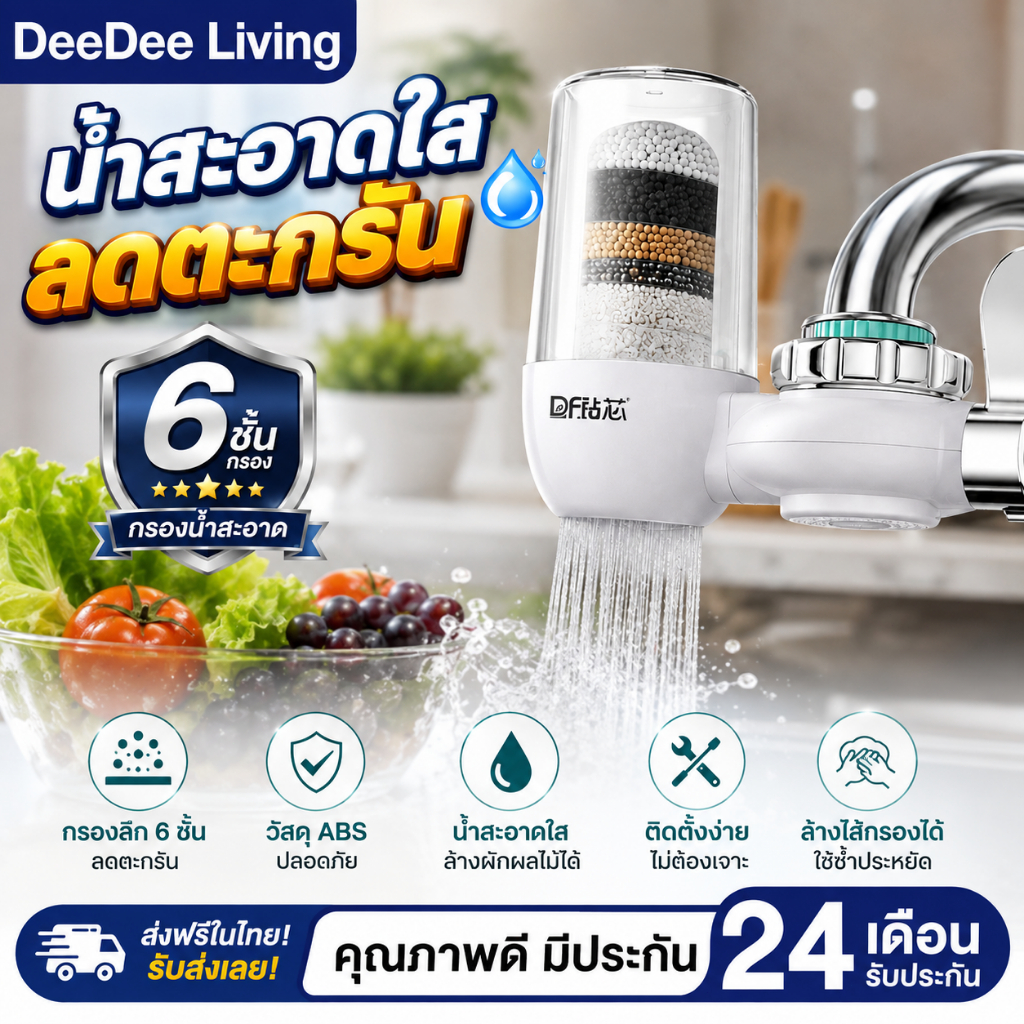 เครื่องกรองน้ำรุ่น  เครื่องกรองน้ำก๊อก พร้อมใส้กรองในชุด กรองน้ำไส้กรองเซรามิค Philips Water เครื่องกรองน้ํา 3 โหมด