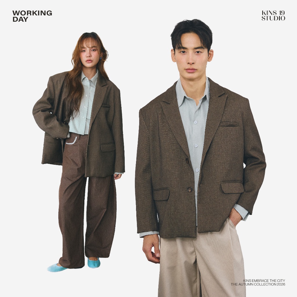 KINS 19 STUDIO |  KINS Textured Tailored Blazer - เสื้อเบลเซอร์ Unisex [KN330]