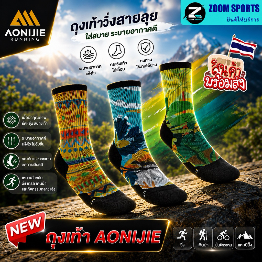 AONIJIE E4847 ขนสัตว์เส้นทาง ถุงเท้าวิ่งผู้ชายผู้หญิงถุงเท้าสําหรับกีฬามาราธอนวิ่งจ๊อกกิ้งเดินป่า