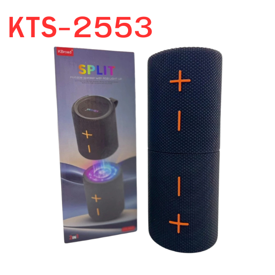 ลำโพงบลูทูธพกพา KTS KTS-2553 แยกเป็น 2 ชิ้น ขนาดดอกลำโพง 52 มม. TWS USB TF FM ไฟ RGB