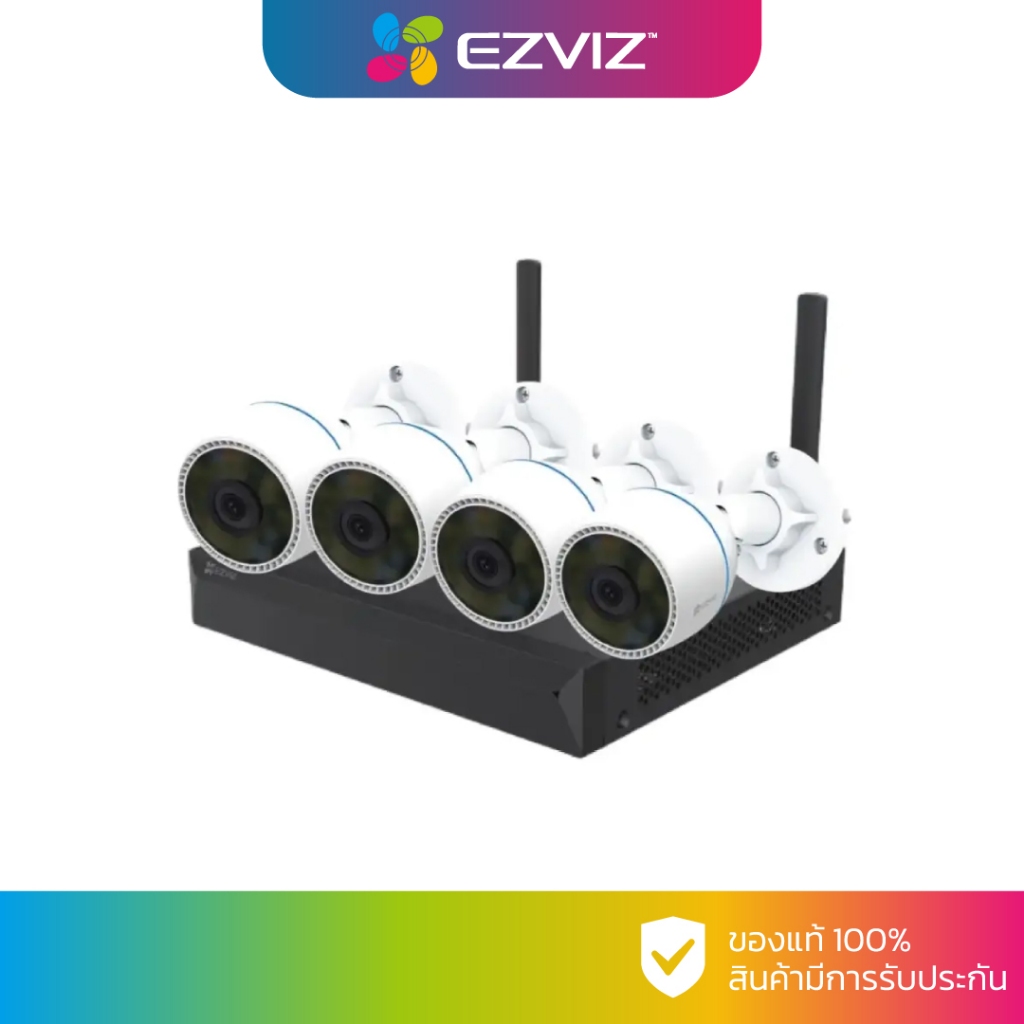 EZVIZ ชุดกล้องวงจรปิด WIFI 4 ตัว 2 ล้านพิกเซล รุ่น C3TN 2MP + X5S-8W (บันทึกเสียงได้)