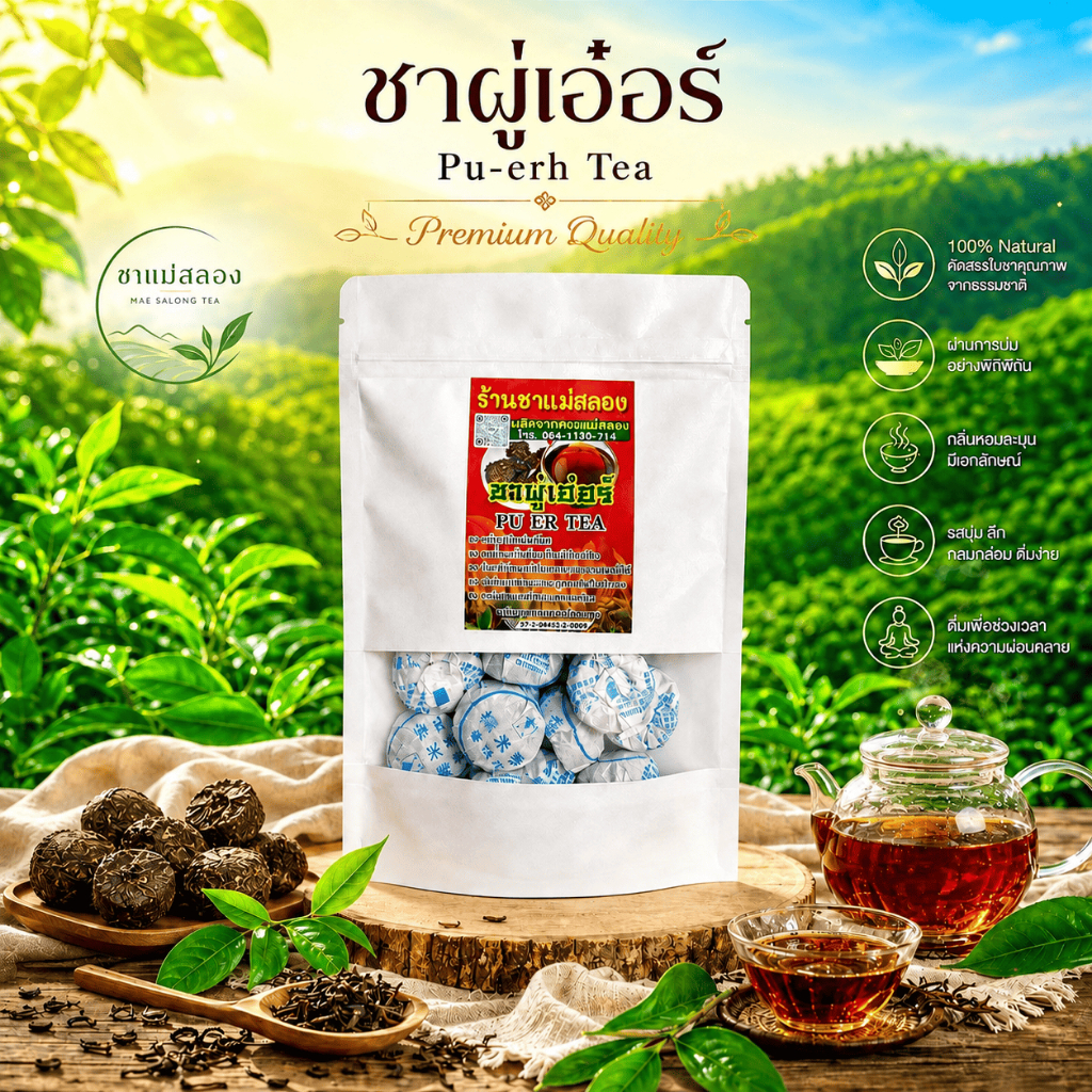 ชาผู่เอ๋อร์อัดเม็ด ชาหมัก5ปี กลิ่นหอมนุ่มทานง่ายไม่ขม ใบชาOrganic ยิ่งเก็บนานรสชาติยิ่งดีขึ้นไป