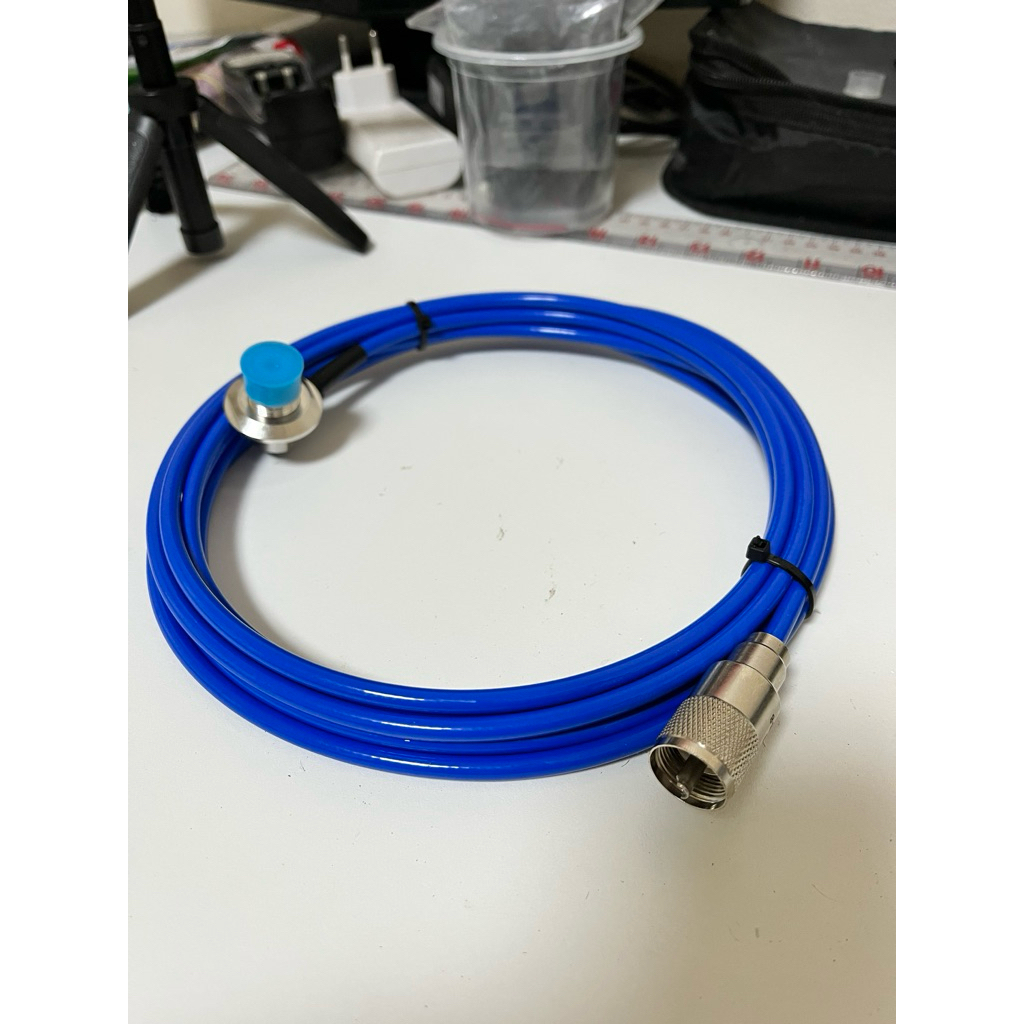 สายนำสัญญาณ Rg-142 ขั่วแจ็คเม้าส์+ขั่วPL-259 ย่านความถี่144-145 MHZ ยาว4.35 เมตร 1:1.0