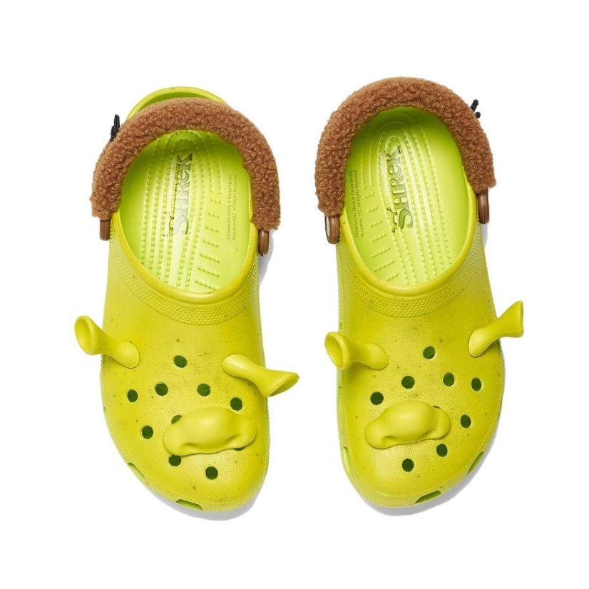 🦋ความเร็วผม🦋Shrek x Crocs Classic Clog ป้องกันการลื่นไถลสวมรองเท้าหลุม Unisex