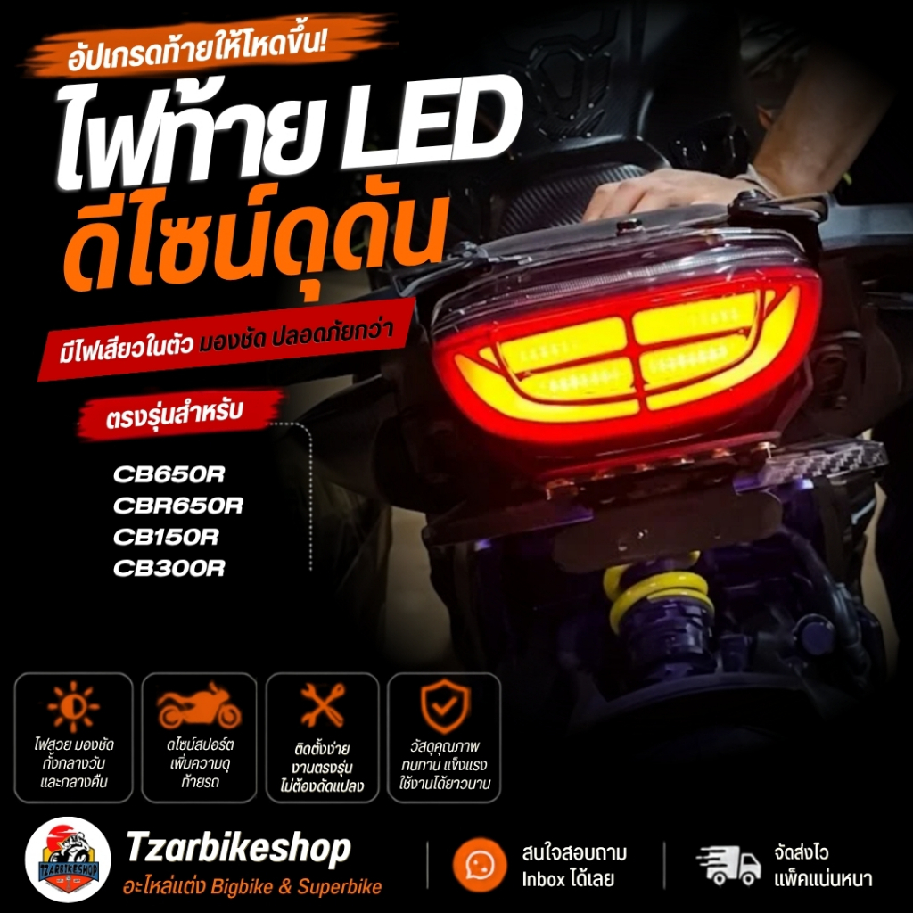 ไฟท้ายแต่ง CB650R / CBR650R / CB150R / CB300R ตรงรุ่นพร้อมไฟเลี้ยวในตัว LED