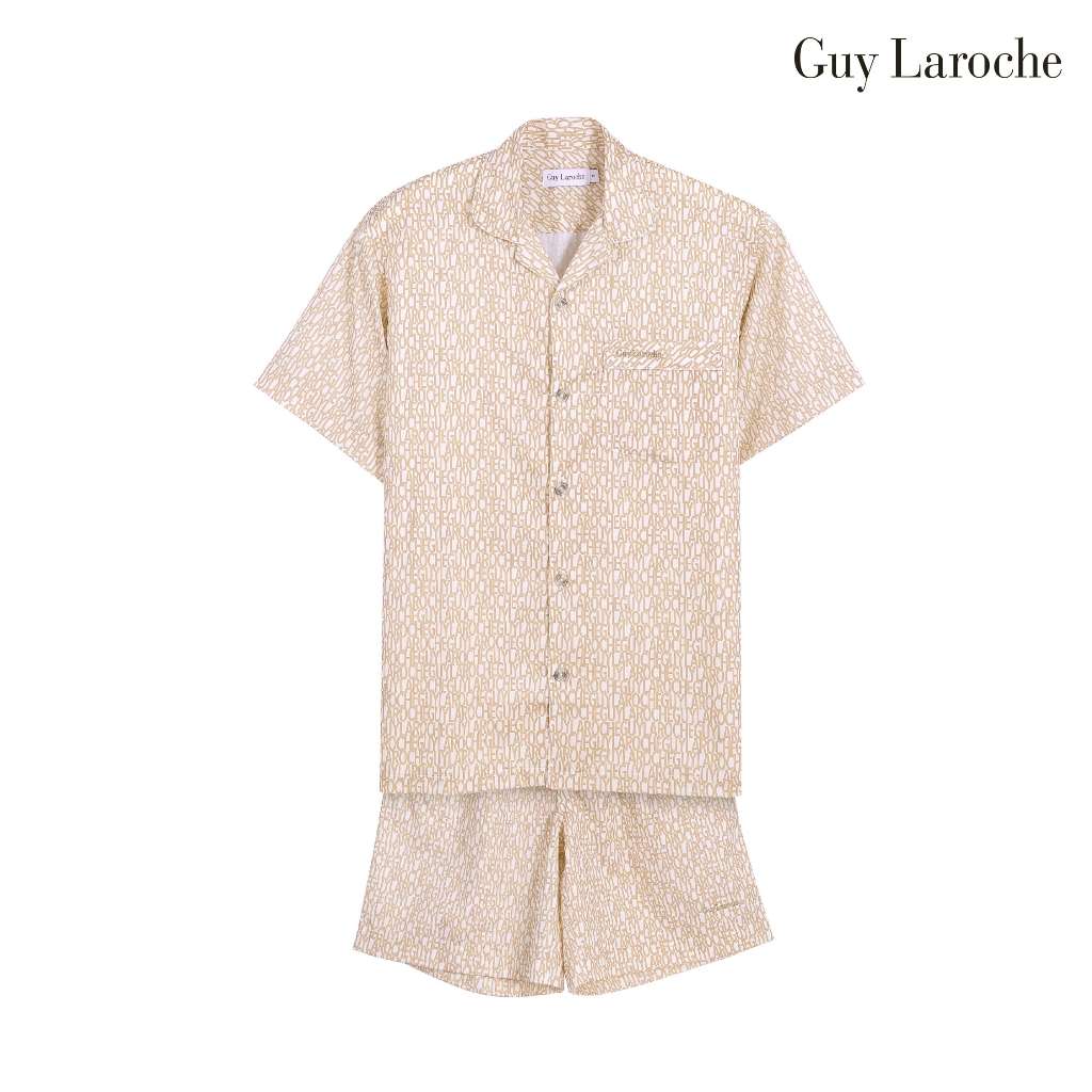 Guy Laroche ชุดนอนคอปก แขนสั้น ขาสั้น พิมพ์ลาย เนื้อผ้าคอตต้อน ผิวสัมผัสนุ่ม ใส่สบาย JPC5973W6CR