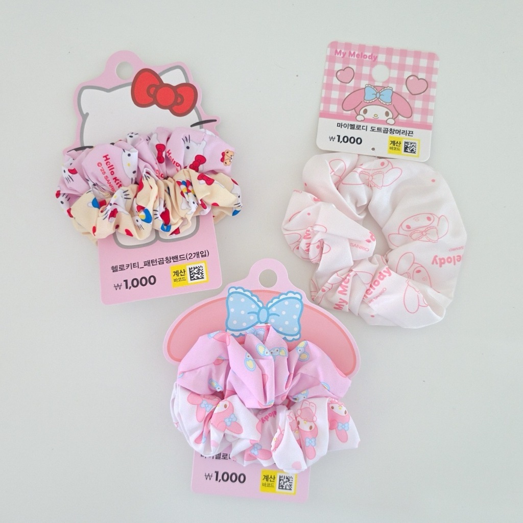 พร้อมส่ง ยางมัดผม Sanrio จากเกาหลี ลายน่ารักสุดคิ้วท์ My Melody & Hello Kitty
