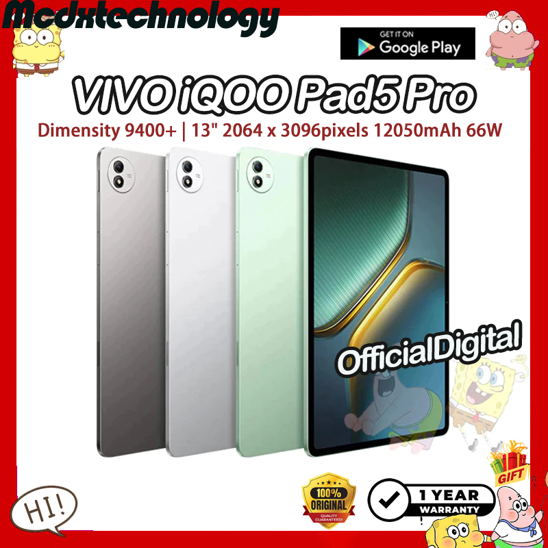 Vivo iQOO Pad5 Pro Dimensity 9400+ 13" 2064 x 3096 pixels 12050mAh 66W iQOO Pad 5 Pro | สนับสนุนไทยแ