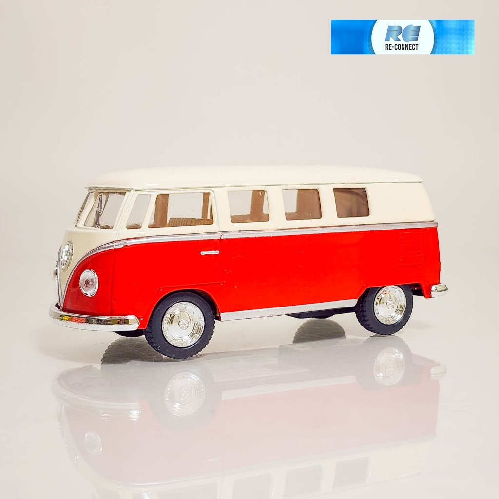 โมเดลรถโฟล์ค รถตู้ รถแวน หน้าวี โฟล์คสวาเกน KINSMART 1:32 Classic Van Car Model 1962 Volkswagen Bus (13 cm.)Vintage Toy