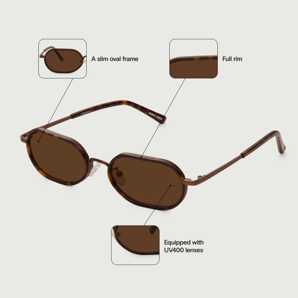 Sunnies Studios نظارة شمسية بيضاوية Shino للجنسين — صورة 2