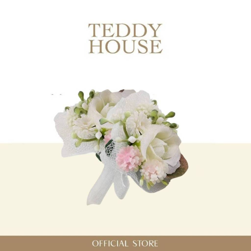 Teddy House : ช่อบูเก้ ช่อดอกไม้ น้องหมี ขนาด 12 นิ้ว เครื่องประดับ อุปกรณ์ตกแต่ง ตุ๊กตาน้องหมี