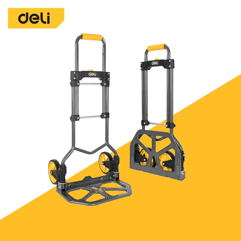 Deli รถเข็นของ รถเข็นของพับได้ ปรับสูงได้ 2ล้อ ประหยัดพื้นที่ รับนน60/100kg ล้อกันเสียง Trolley Cart