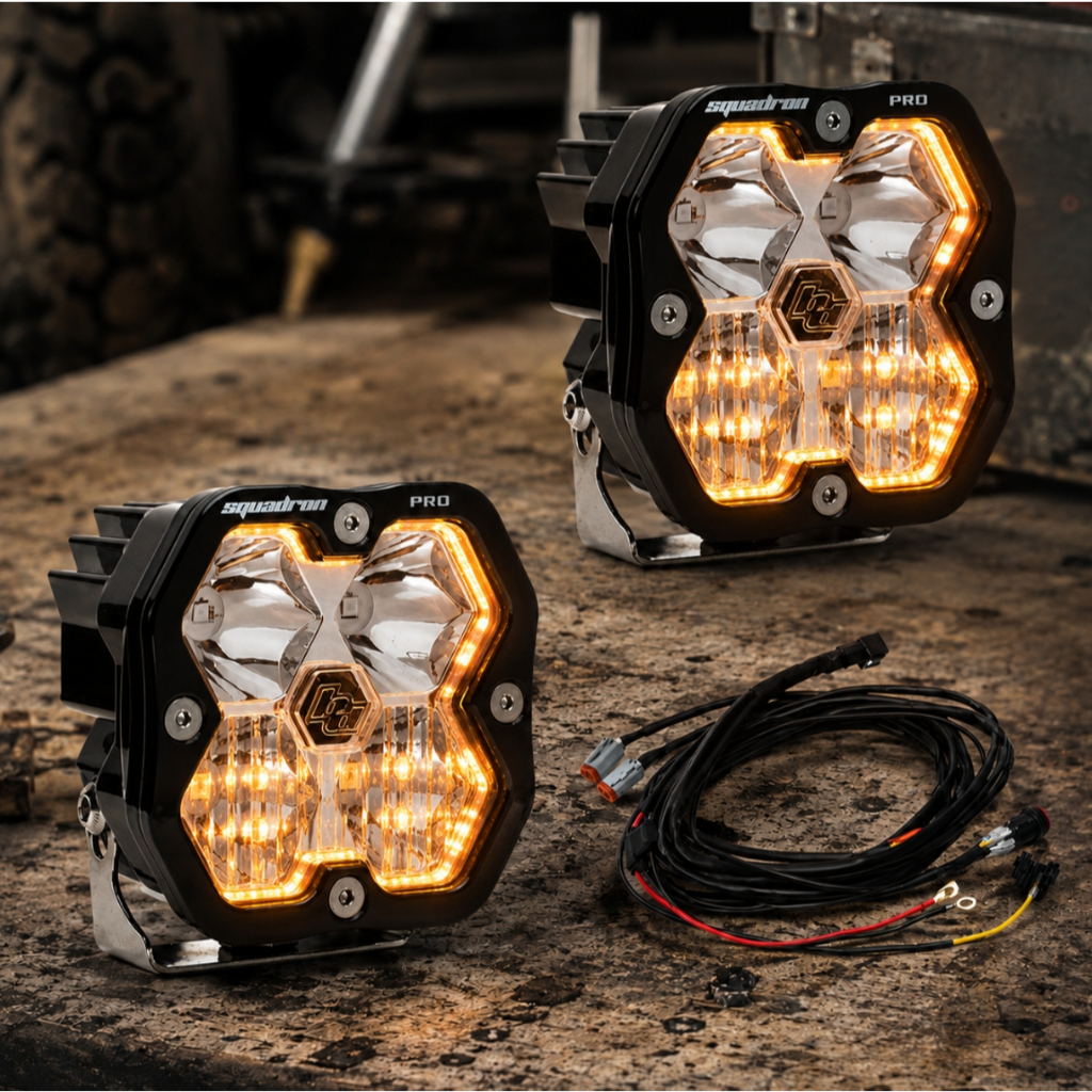 NEW! รุ่นใหม่ ไฟหรี่ในตัว Baja Designs Squadron 2.0 Sport Black LED Auxiliary Light Pod Pair - Unive