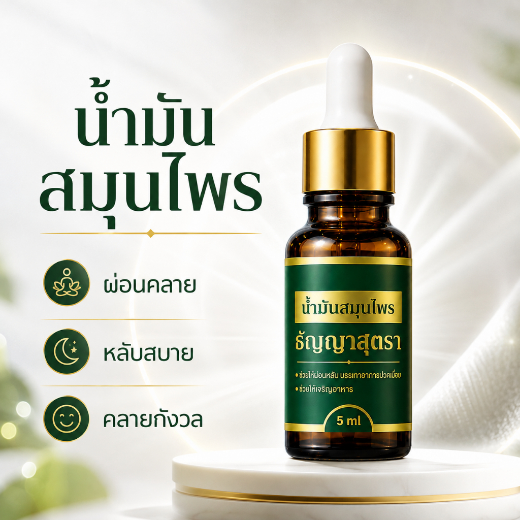 น้ำมันสมุนไพร ผ่อนคลาย บรรเทาอาการหลับยาก