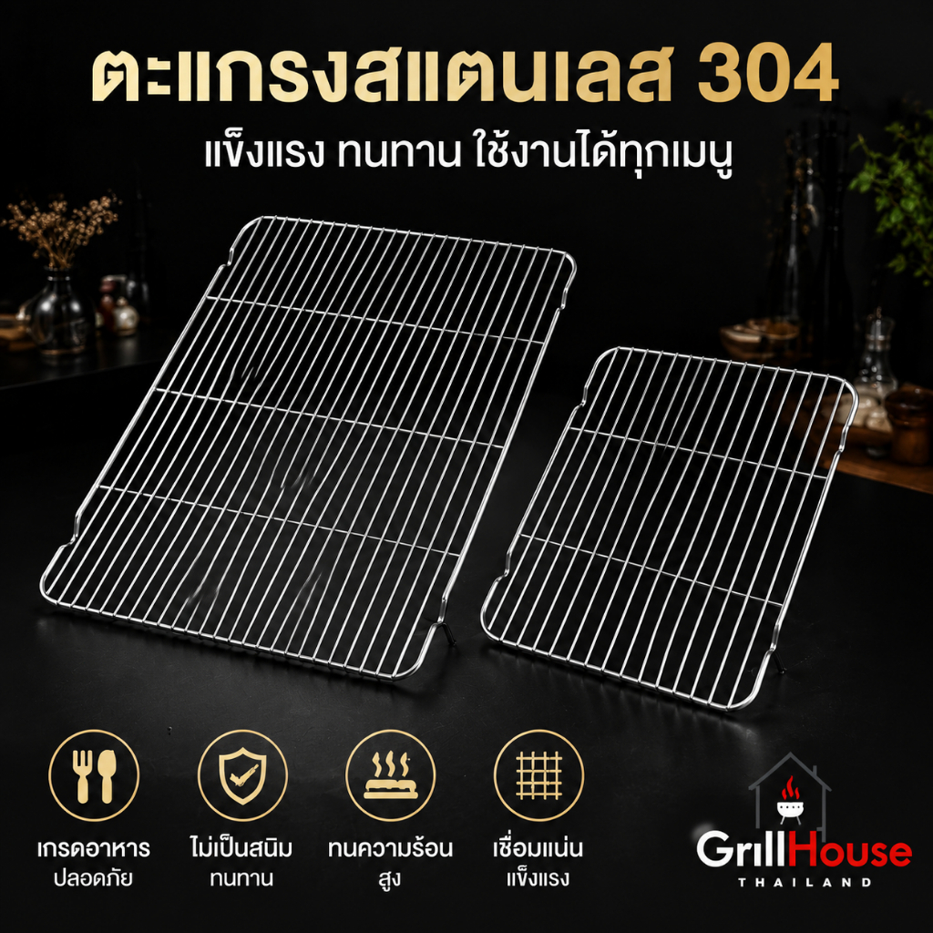 ตะแกรงวางอาหารสะเด็ดน้ำมัน อุปกรณ์ครัว สามารถใช้ได้กับเตาอบ หม้อทอดไร้น้ำมัน