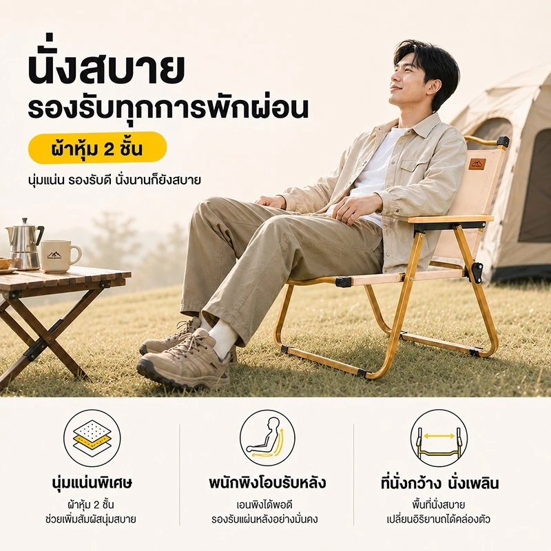 Skywing เก้าอี้แค้มปิ้ง เก้าอี้พับได้ ปิคนิคกลางแจ้ง เก้าอี้สนามพกพา พับเก็บได้ รับน้ำหนักได้300​KG thumbnail 6