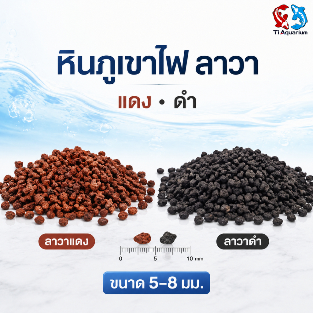 หินภูเขาไฟลาวา ขนาดเม็ดประมาณ 5–8 มม. มีให้เลือกทั้งลาวาแดงและลาวาดำ 100g/200g/300g/500g