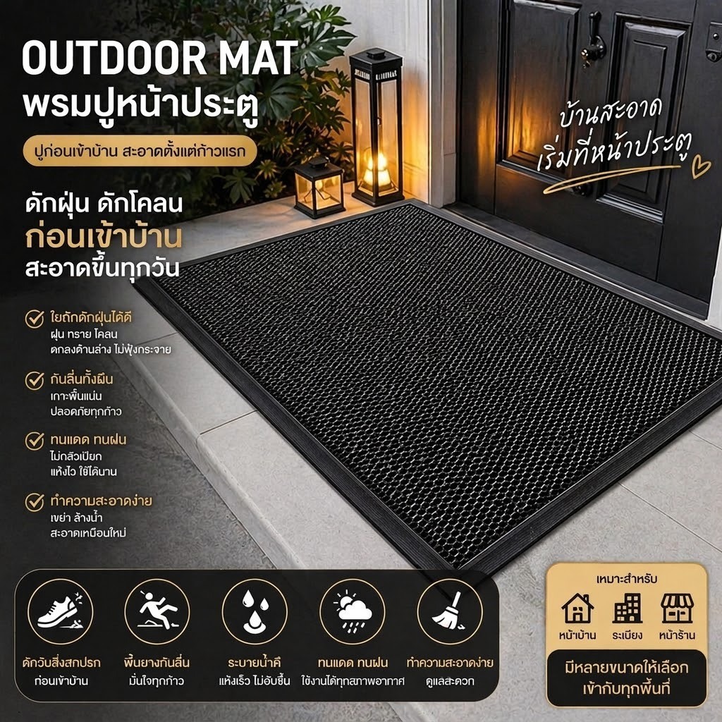 พรม Out door พรมกันลื่น ดักฝุ่น PVC100% ทนทานต่อการใช้งาน