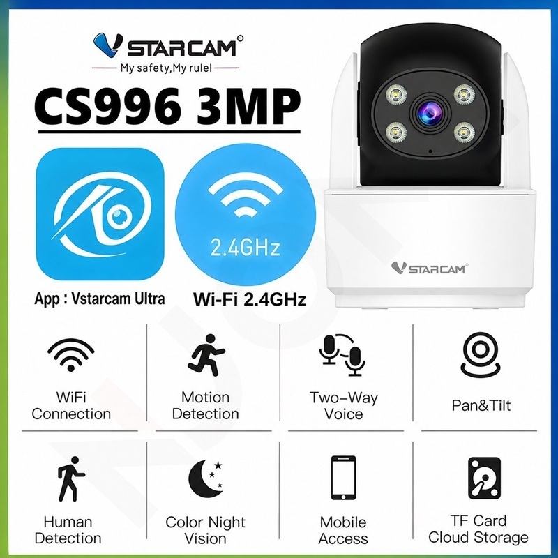 Vstarcam CS996 Wifi กล้องวงจรปิดไร้สาย ความละเอียด 3MP พูดคุยโต้ตอบได้ Indoor Smart Security Camera