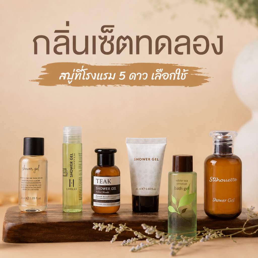 [บรรจุ6ขวด]เซ็ตทดลองกลิ่น เจลอาบน้ำ โรงแรมระดับ 5 ดาว Bathroom Amenity มีทั้งหมด 6 กลิ่นให้ทดลอง