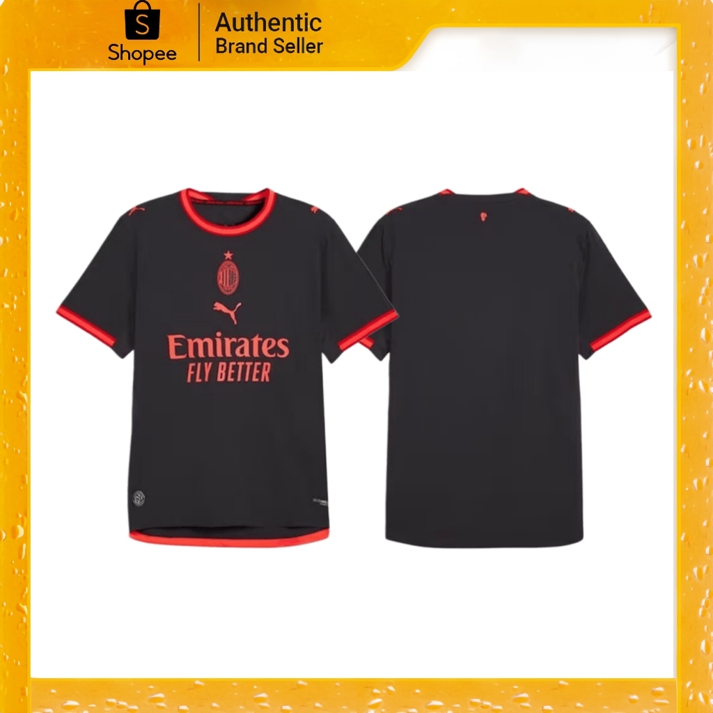 【ของแท้ 100%】Puma Ac Milan เสื้อฟุตบอลแข่งขัน สปอนเซอร์ Emirates