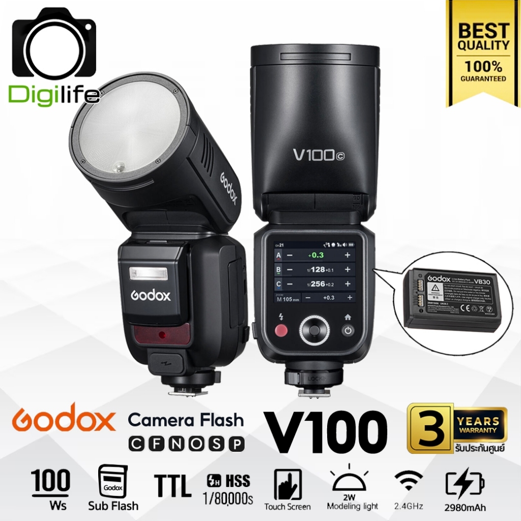 Godox Flash V100 -TTL HSS 1/80,000 2980mAh - รับประกันศูนย์ Godox Thailand 3ปี / Digilife Thailand