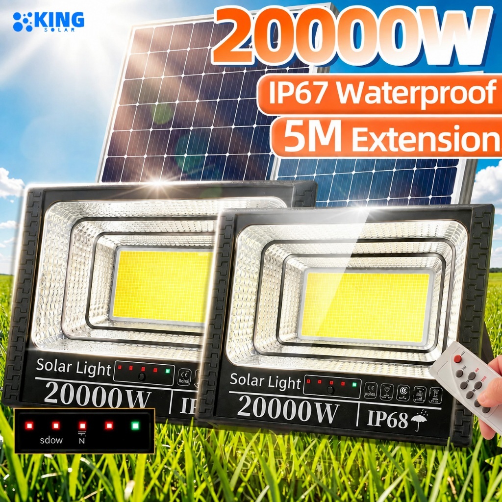KING 【ซื้อ 1 แถม 5】 ไฟโซล่าเซลล์ 80000W โซล่าเซลล์ ไฟถนน กันน้ำ IP68  solar light outdoor ไฟสปอร์ตไลท์ LED เปิดปิดอัตโนม
