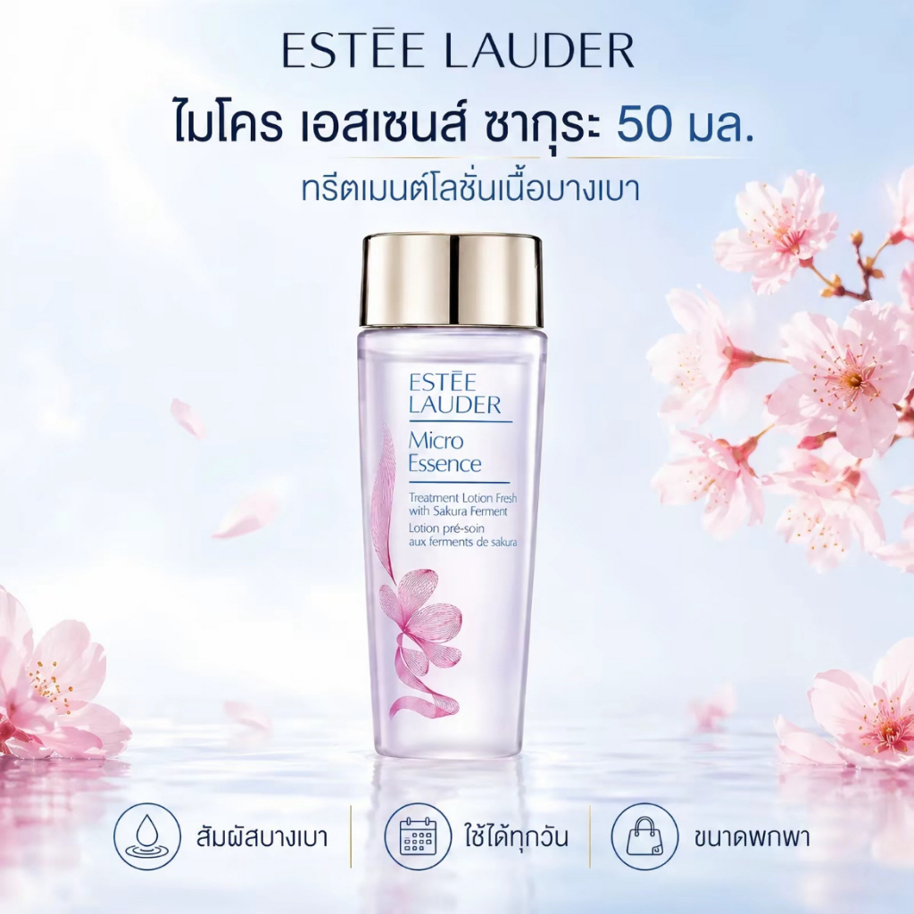 【NEW!】Estee Lauder Micro Ferment Sakura Ferment 50ml เอสเซนส์ โทนเนอร์ เซรั่มบำรุงผิว รูขุมขนหดเล็กลง ควบคุมมัน ลดริ้วร