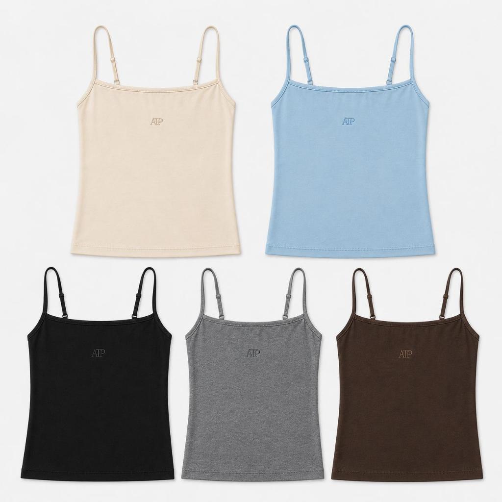 Atipashop - Opaline Cami เสื้อสายเดี่ยว เบสิก ปักโลโก้ ATP หน้าอก สายปรับระดับได้