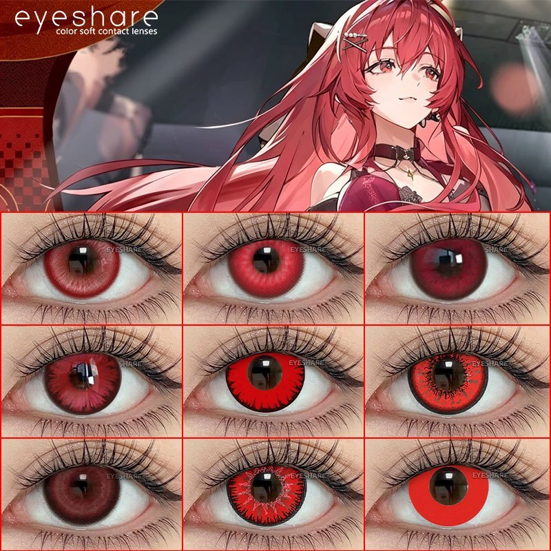 {COD}-Eyeshare Madrid/Polaris/Nebula คอนแทคเลนส์สีแดงสินค้าขายดี 1 คู่ 14.0 มม. เลนส์สีมินิ  ส่งฟรี