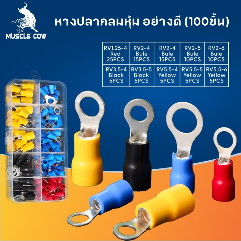 ชุดหางปลาหุ้มฉนวน PVC 250 ชิ้น ผสมรูปแบน แฉก กลม ข้อต่อสายไฟ เชื่อมต่อสายไฟ พร้อมกล่องแยกช่อง ป้ายระบุขนาด