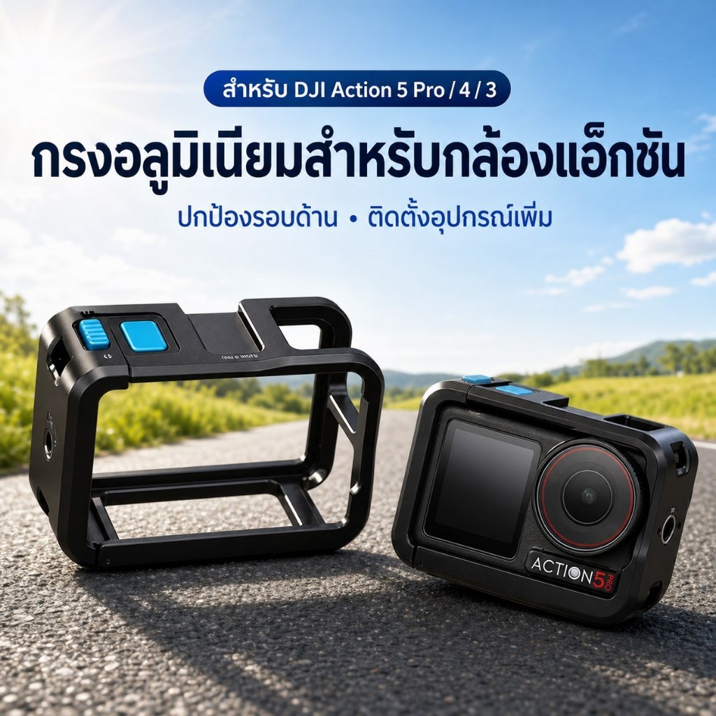 กรงอลูมิเนียม สำหรับ DJI Osmo Action 5 Pro/4/3 เคสเฟรม ติดอุปกรณ์เสริม สลับแนวตั้งแนวนอน