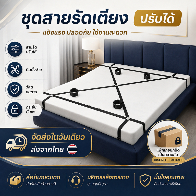 พร้อมส่งค่ะ SM 2026 เตียง พื้นที่นอน สายรัด ชุด การผูกมัด การควบคุม การเล่นบทบาทสมมติ