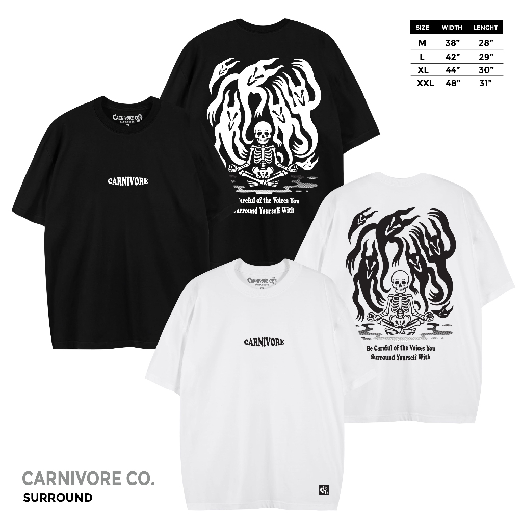 CARNIVORE เสื้อยืด ลาย “ SURROURD “ แขนสั้น แนวสตรีท Oversize เสื้อยืดชาย หญิง