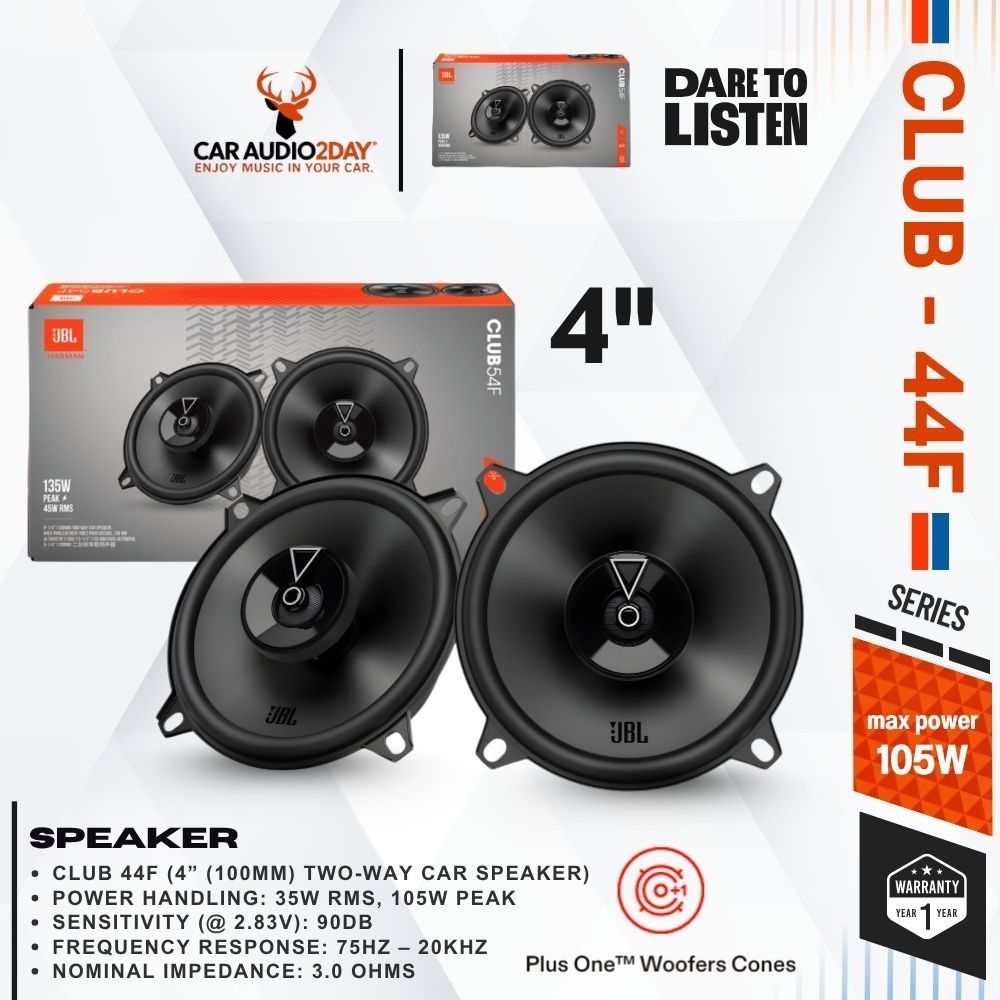 LLD จัดจำหน่าย [ลำโพง JBL ของแท้100%] JBL CLUB 44F ลำโพงแกนร่วมติดรถยนต์ coaxial 4นิ้ว 350watts