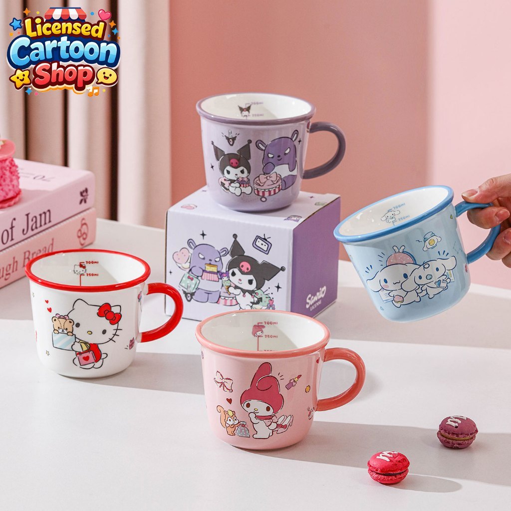 Sanrio แก้วมัคเซรามิค น่ารัก 340ML ลาย Kuromi My Melody Hello Kitty แก้วดื่มน้ำ แก้วนม ใช้ไมโครเวฟได้ เหมาะเป็นของขวัญ