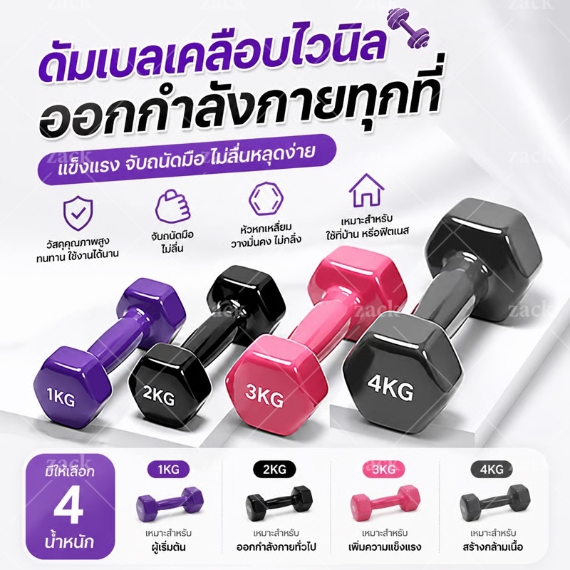 ดัมเบล พาสเทล 1kg-2kg-3kg ออกกำลังกาย Dumbbells กระชับแขน เพิ่มกล้ามเนื้อ ฟิตเนส สำหรับลดไขมันต้นแขน